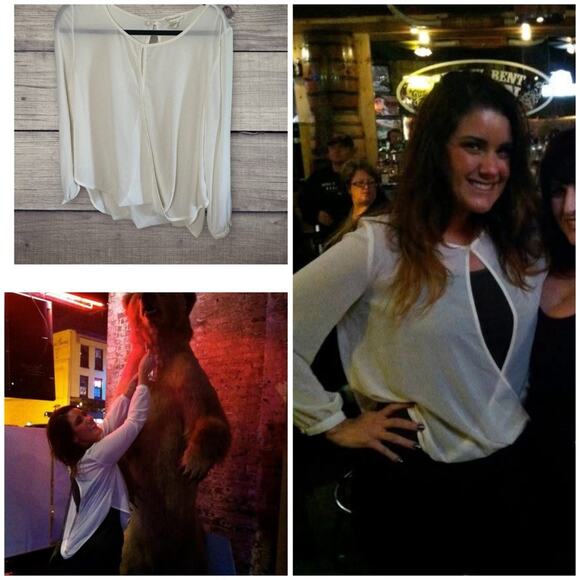 Sans Souci sheer blouse with front wrap style cut out - Picture 1 of 9